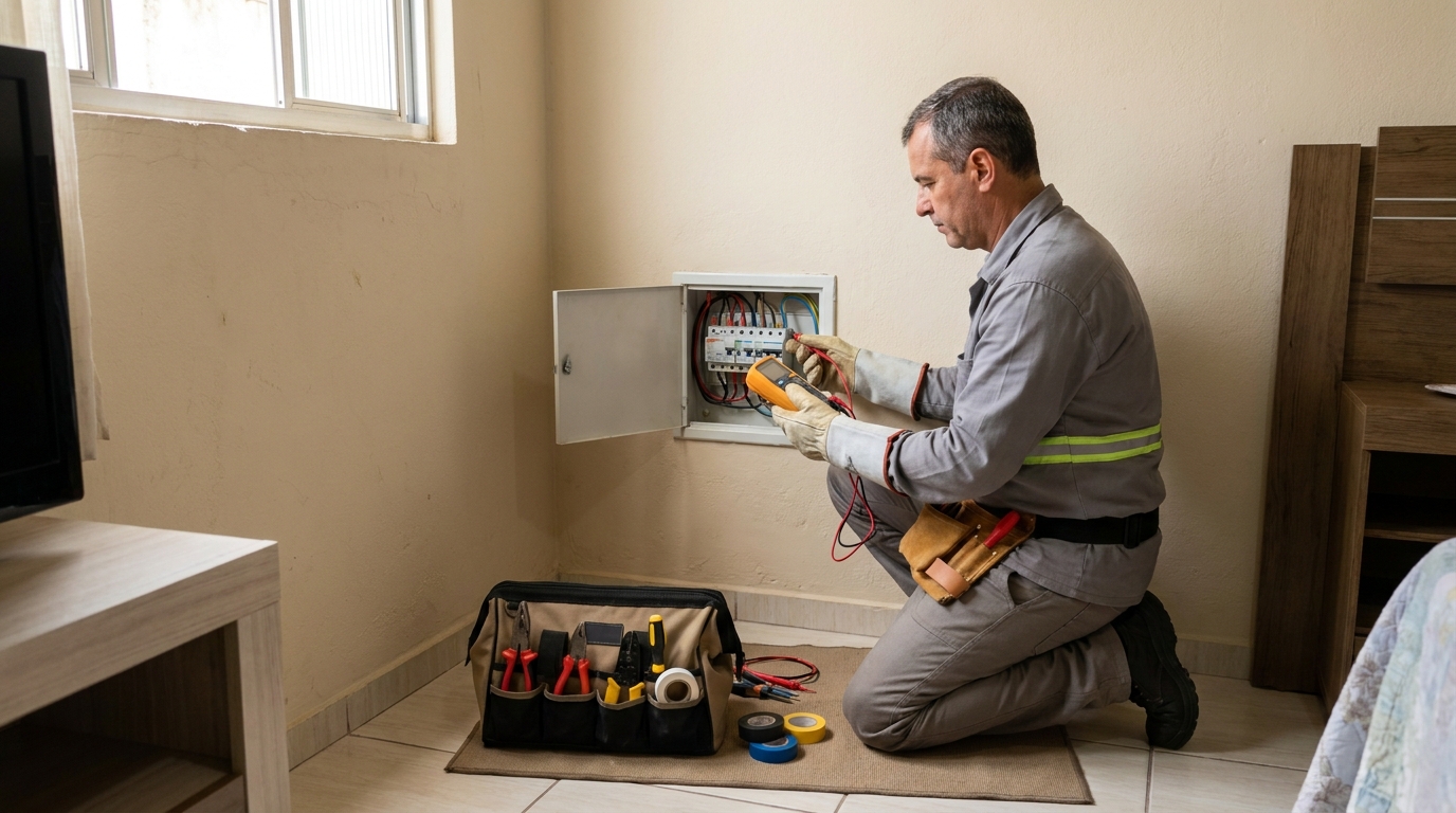 Eletricista trabalhando em Bauru‑SP