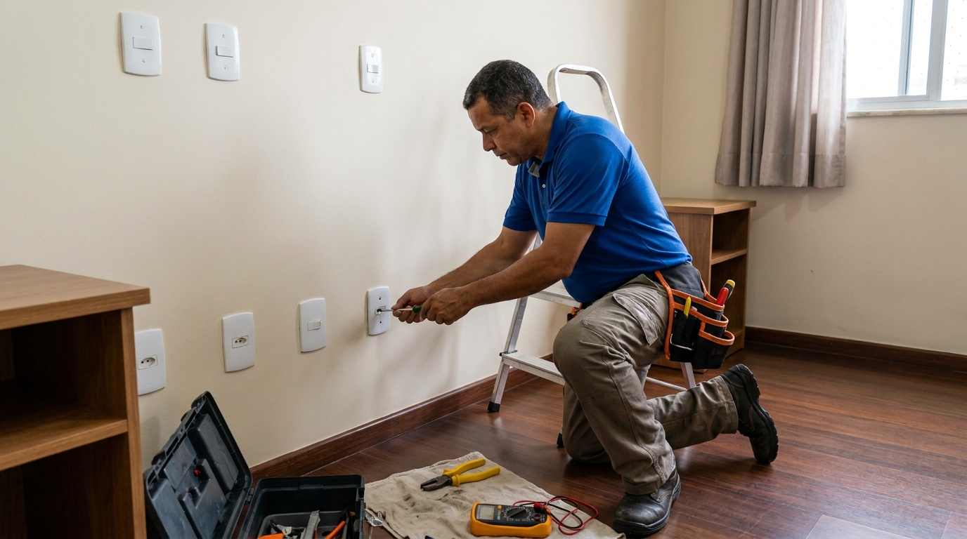 Instalacao de tomada e interruptor residencial em Bauru‑SP
